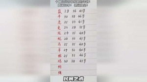 十二生肖岁数表