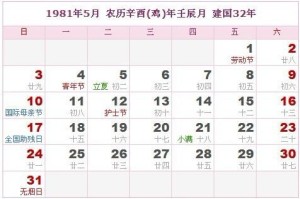 十二生肖农历对照表